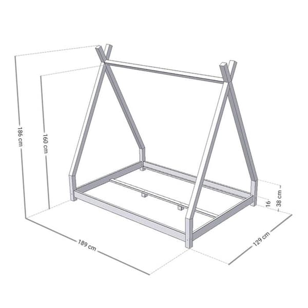 NAKANA Kids Tipi säng - massivt trä - grå - 120 x 180 cm