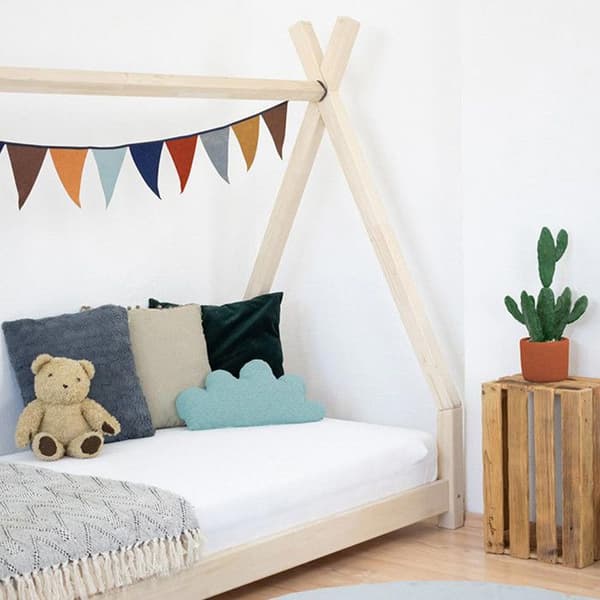 NAKANA Kids Tipi säng - massivt trä - grå - 120 x 180 cm