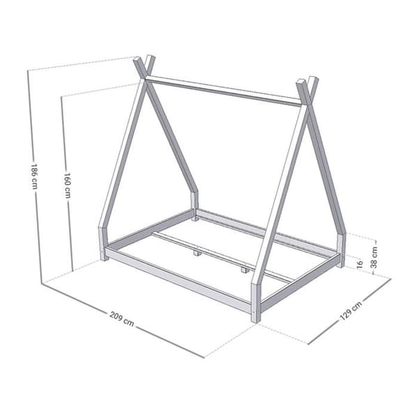 NAKANA Kids Tipi säng - massivt trä - vit - 120 x 200 cm