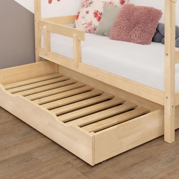 Rulllåda för förvaring eller säng - lackat trä för säng 90 x 180 cm