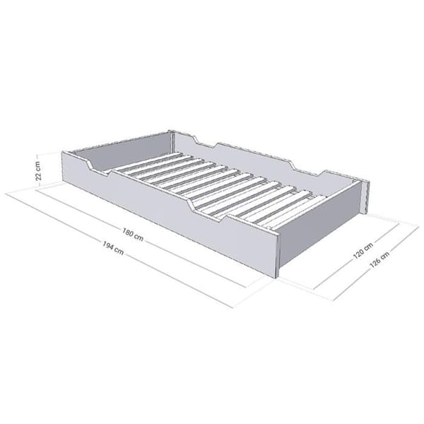 120 x 200 sänglåda med BUDDY sängbotten - marinblå
