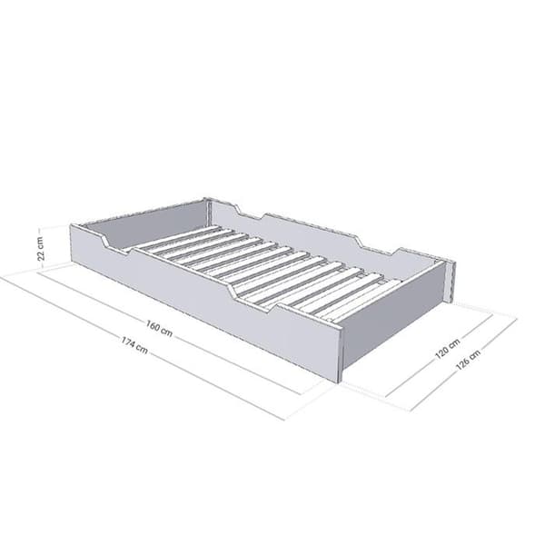 120 x 160 sänglåda med BUDDY sängbotten - tegelröd
