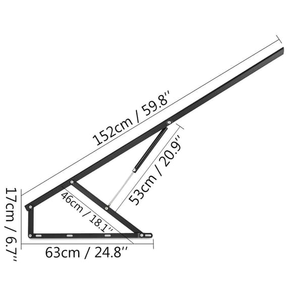 2st 5ft/152cm 120kg lastkapacitet hydraulisk sänglyft med premium pneumatisk stolpe, förtjockat fäste, lätt att montera
