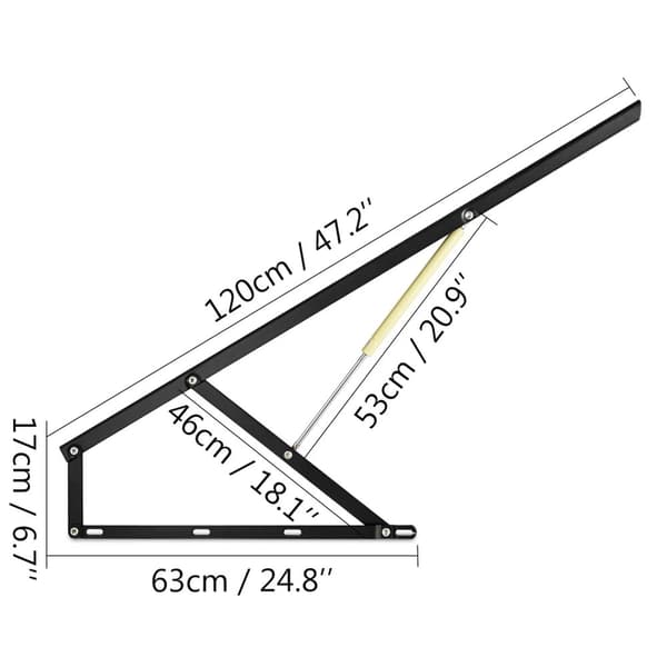 2st 4ft/120cm 120kg lastkapacitet hydraulisk sänglyft med premium pneumatisk stolpe, förtjockat fäste, lätt att montera