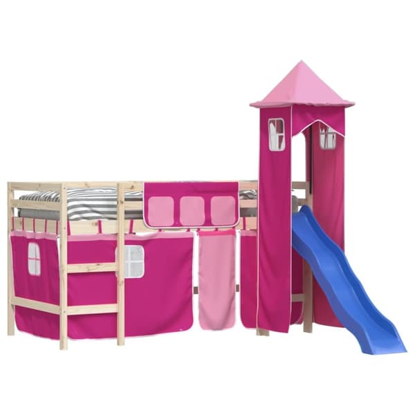 vidaXL Gardiner for køyeseng med tårn rosa polyester
