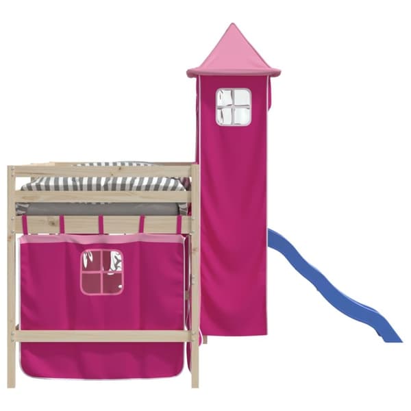 vidaXL Gardiner for køyeseng med tårn rosa polyester