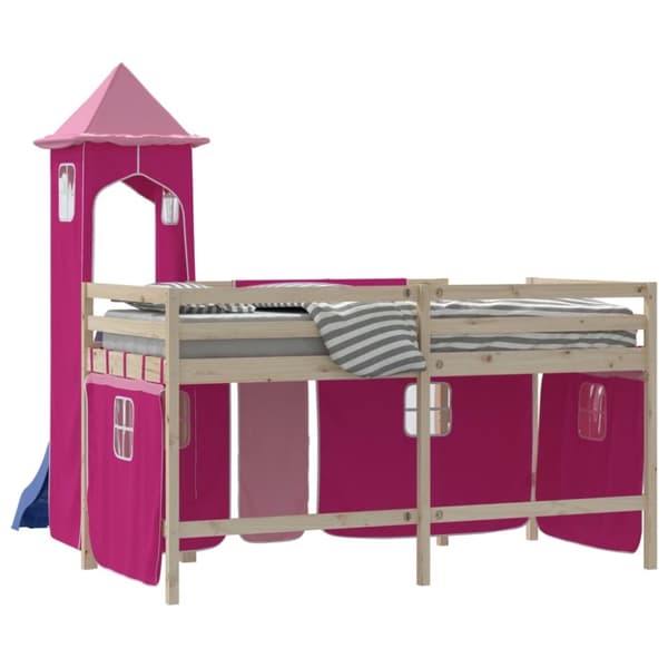 vidaXL Gardiner for køyeseng med tårn rosa polyester