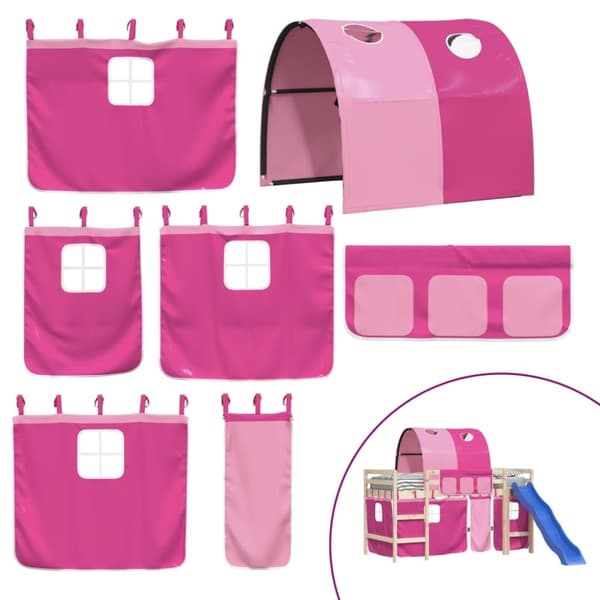 vidaXL Gardiner for køyeseng med tunnel rosa polyester