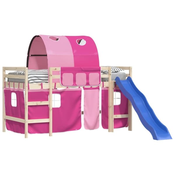vidaXL gardiner med tunnel til højseng polyester pink