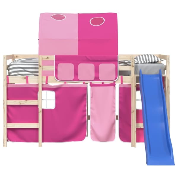 vidaXL gardiner med tunnel til højseng polyester pink