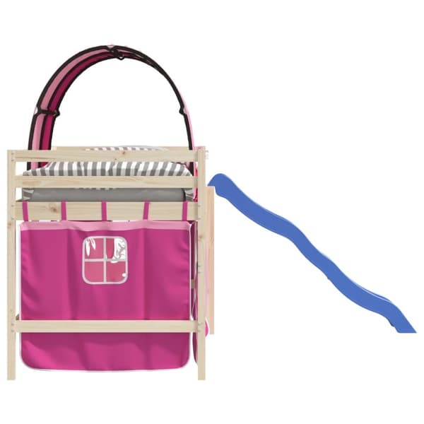 vidaXL gardiner med tunnel til højseng polyester pink