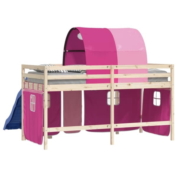 vidaXL gardiner med tunnel til højseng polyester pink