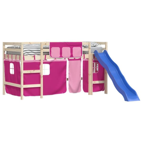 Gardiner för loftsäng rosa polyester