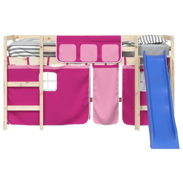 Gardiner för loftsäng rosa polyester