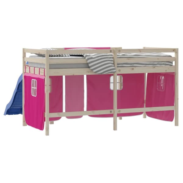 Gardiner för loftsäng rosa polyester