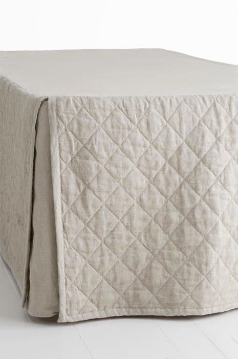 Ellos home - 1610626-02-13 - Candice Quiltad sängkjol i förtvättat linne, 60 cm hög, Natur, 120 x 200 cm