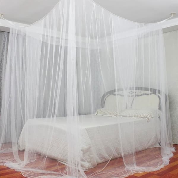 TEMPSA Myggnät - Queen Bed - Vit - Romantisk stil - Insekts- och dammskydd