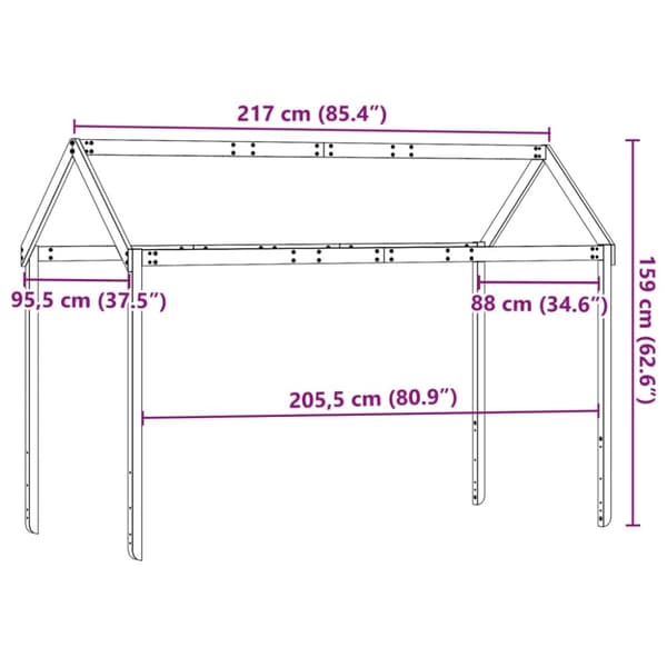 vidaXL Tak for barneseng voksbrun 217x95,5x159 cm heltre furu