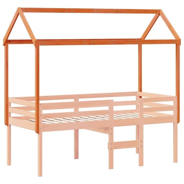 vidaXL Tak for barneseng voksbrun 217x95,5x159 cm heltre furu