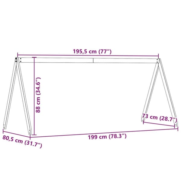 vidaXL stel til husseng 199x80,5x88 cm massivt fyrretræ