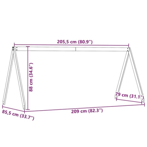 vidaXL Tak for barneseng voksbrun 209x85,5x88 cm heltre furu