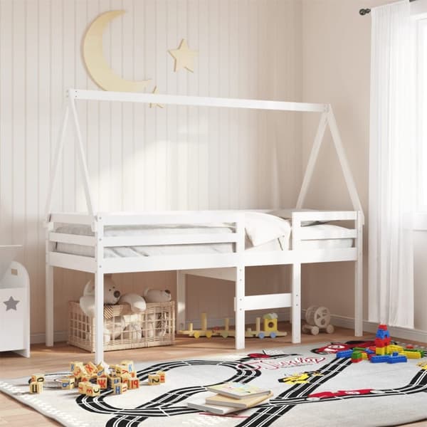 vidaXL Tak for barneseng hvit 209x95,5x88 cm heltre furu