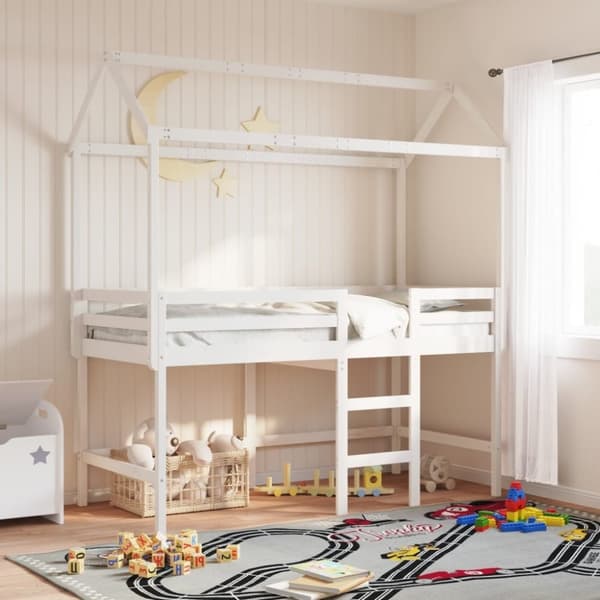 vidaXL Tak for barneseng hvit 217x95,5x159 cm heltre furu