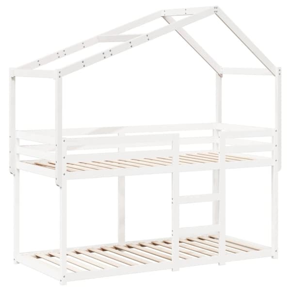 vidaXL stel til husseng 213x85,5x144,5 cm massivt fyrretræ hvid