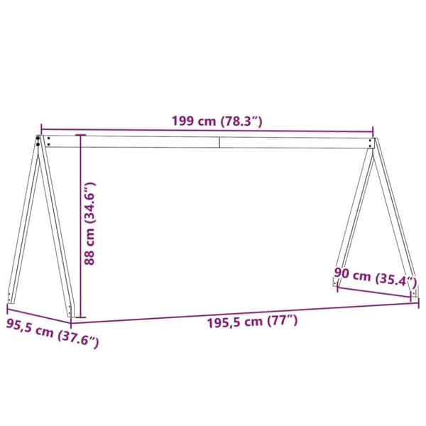 vidaXL stel til husseng 199x95,5x88 cm massivt fyrretræ