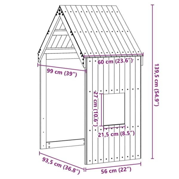 vidaXL Tak till barnsäng 60x99x139,5 cm massiv furu