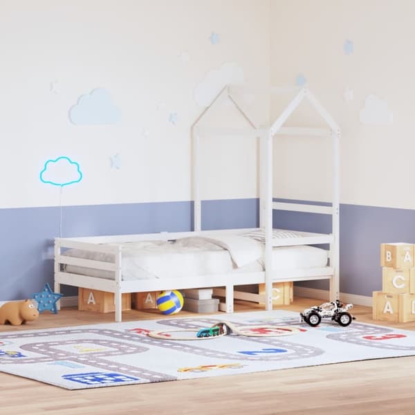 vidaXL stel til husseng 108x70x176,5 cm massivt fyrretræ hvid