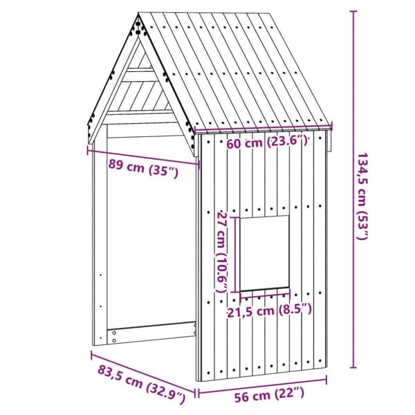 vidaXL Tak for barneseng voksbrun 60x89x134,5 cm heltre furu