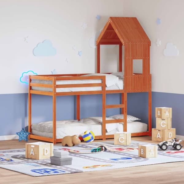 vidaXL Tak for barneseng voksbrun 60x89x134,5 cm heltre furu