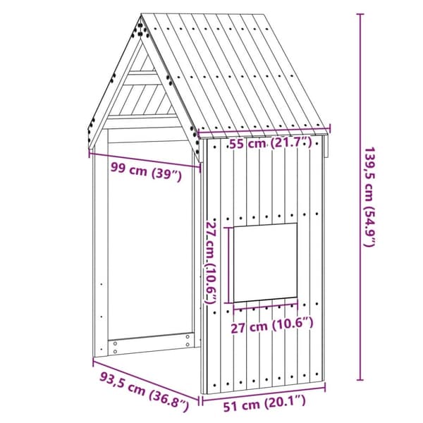 vidaXL Tak for barneseng voksbrun 55x99x139,5 cm heltre furu