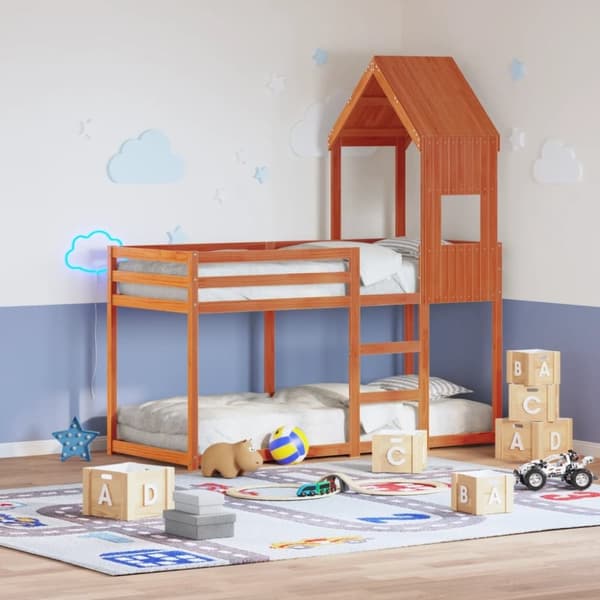 vidaXL Tak for barneseng voksbrun 55x99x139,5 cm heltre furu