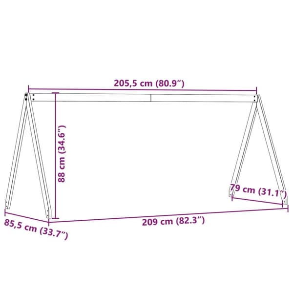 vidaXL Lastensängyn katos 209x85,5x88 cm täysi mänty