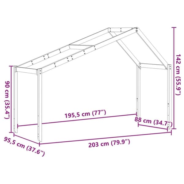 vidaXL Tak for barneseng 203x95,5x142 cm heltre furu