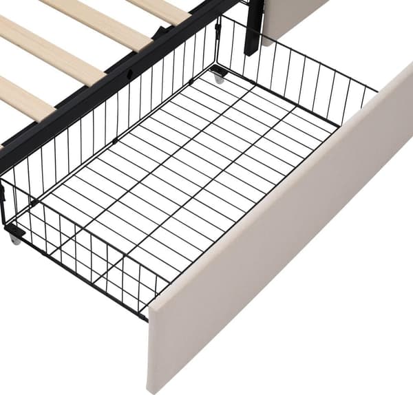 LED-belysning och 4 lådor, dubbelsäng Förvaringssängar Sängram, trälamell (utan madrass)