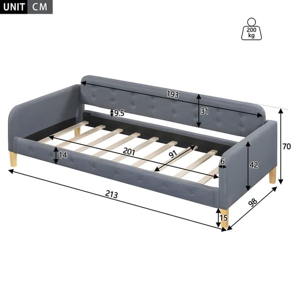 90*200cm bäddsoffa, dagbädd, knappspikdekoration, enkel och elegant