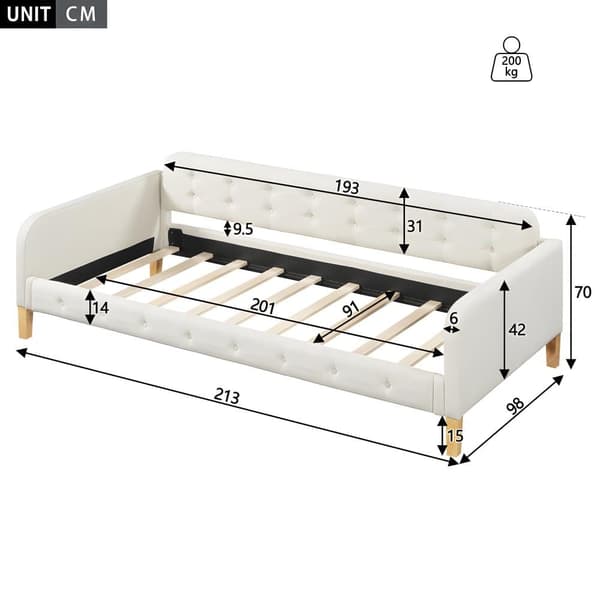 90*200cm bäddsoffa, dagbädd, knappspikdekoration, enkel och elegant