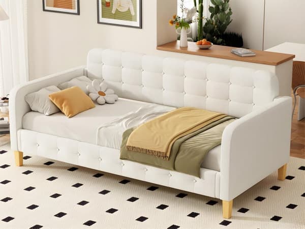 90*200cm bäddsoffa, dagbädd, knappspikdekoration, enkel och elegant