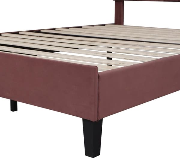 Polstret seng Sengeramme til børn med blomsterformet hovedgærde og lamelramme, Teen Girl Bed Velvet Fabric