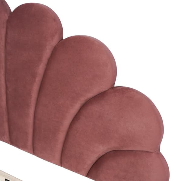 Polstret seng Sengeramme til børn med blomsterformet hovedgærde og lamelramme, Teen Girl Bed Velvet Fabric