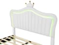 Miniatyrbild 4 av 5: Stoppad barnsäng, sängstomme för flickor, white crown dubbelsängstomme i PU-läder med LED-lampor (madrass ingår ej)
