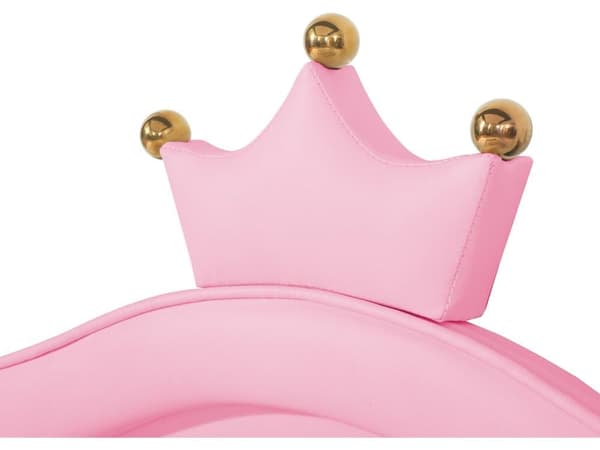 Stoppad barnsäng, sängstomme för flickor, white crown dubbelsängstomme i PU-läder med LED-lampor (madrass ingår ej)