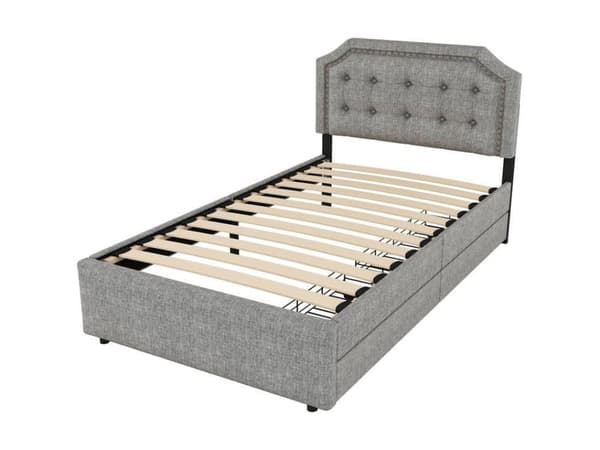 90*200cm tasosänky, pehmustettu sänky, koristeniiteillä verhoiltu yöpöytä, tuplalaatikot