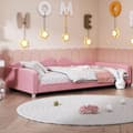 Miniatyrbillede 7 af 7: Baby seng Polstret seng 90*200cm, Sovesofa Seng Ramme Bamse Stof Multifunktionel Blød seng Ungdomsseng Gæsteseng