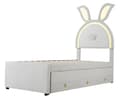Miniatyrbillede 7 af 9: Børneseng Polstret seng 90 x 200 cm, sovesofa med udtræksseng, opbevaringsboks og farveskiftende LED-lampe