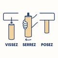 Miniatyrbild 4 av 4: Set med 4 cylindriska fotbrädor i bok, – Höjd 20 cm – Klarlack – Skruv M8x20