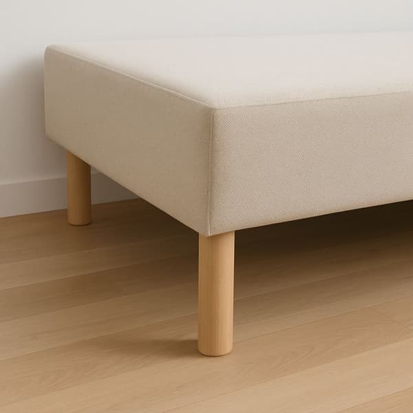 Set med 4 cylindriska fotbrädor i bok, – Höjd 20 cm – Klarlack – Skruv M8x20